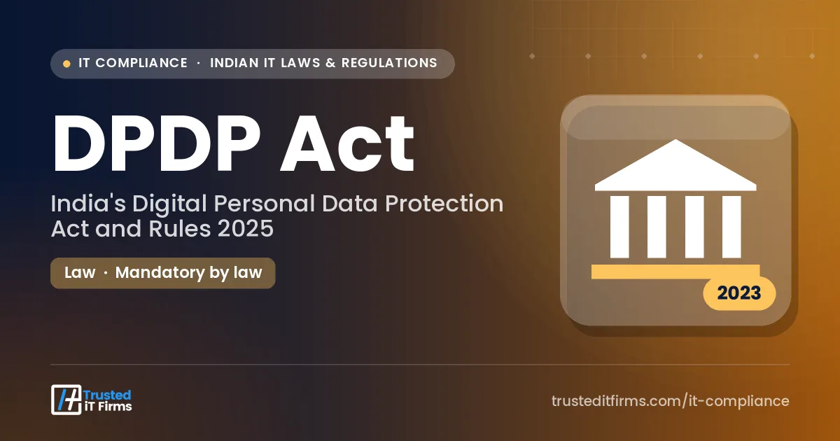 DPDP Act guide thumbnail: government building on an orange background with India's Digital Personal Data Protection Act title