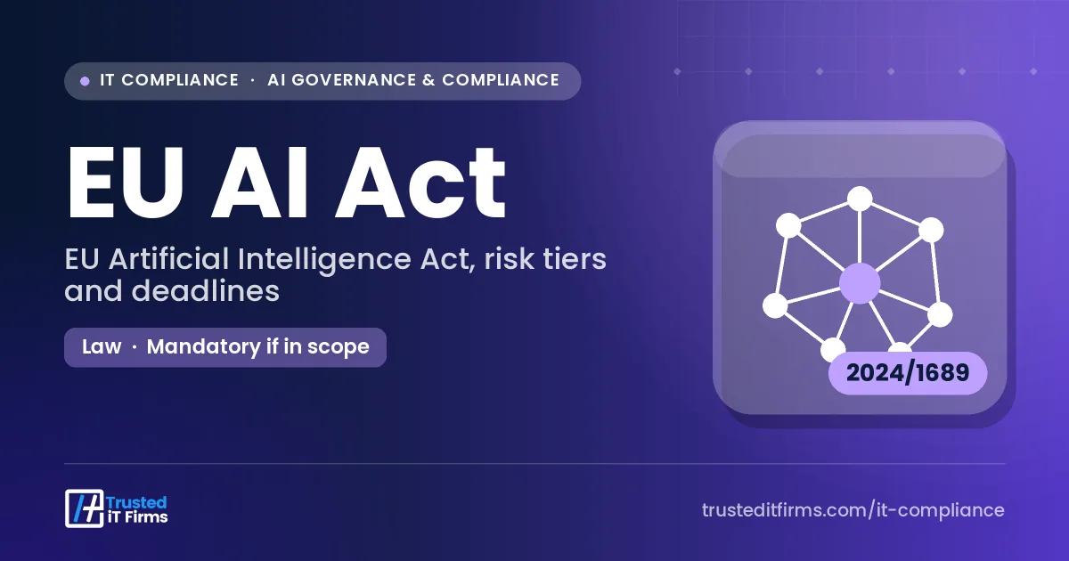 EU AI Act guide thumbnail: AI network nodes on a purple background with the EU Artificial Intelligence Act title
