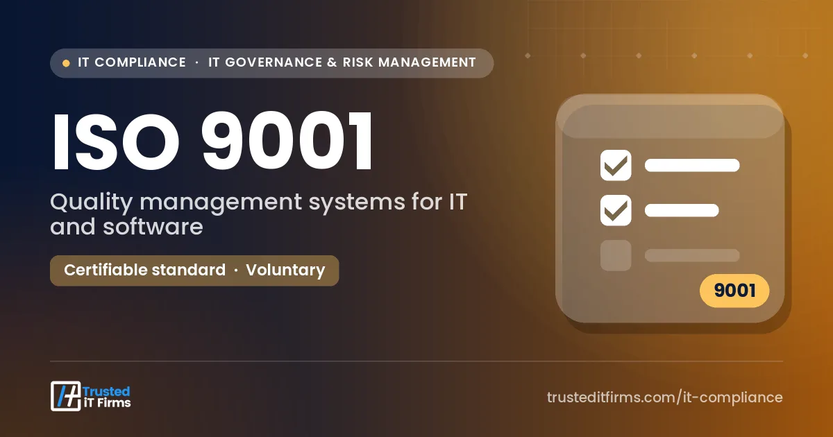 ISO 9001 guide thumbnail: quality checklist on an orange background with the quality management system title