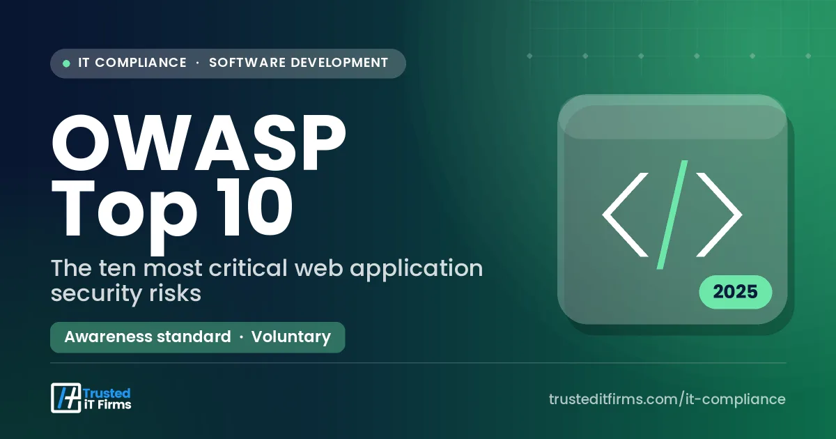 OWASP Top 10 guide thumbnail: code brackets on a green background with the OWASP Top 10 2025 web application security risks title