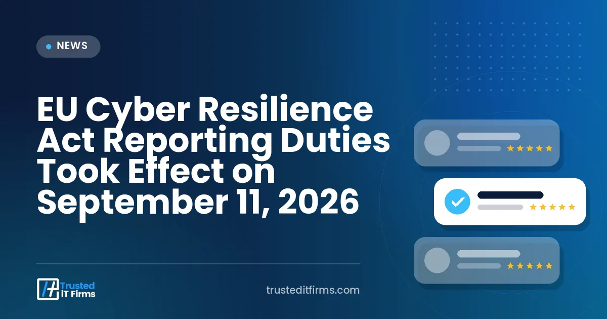 EU Cyber Resilience Act Reporting Duties Took Effect on September 11, 2026
